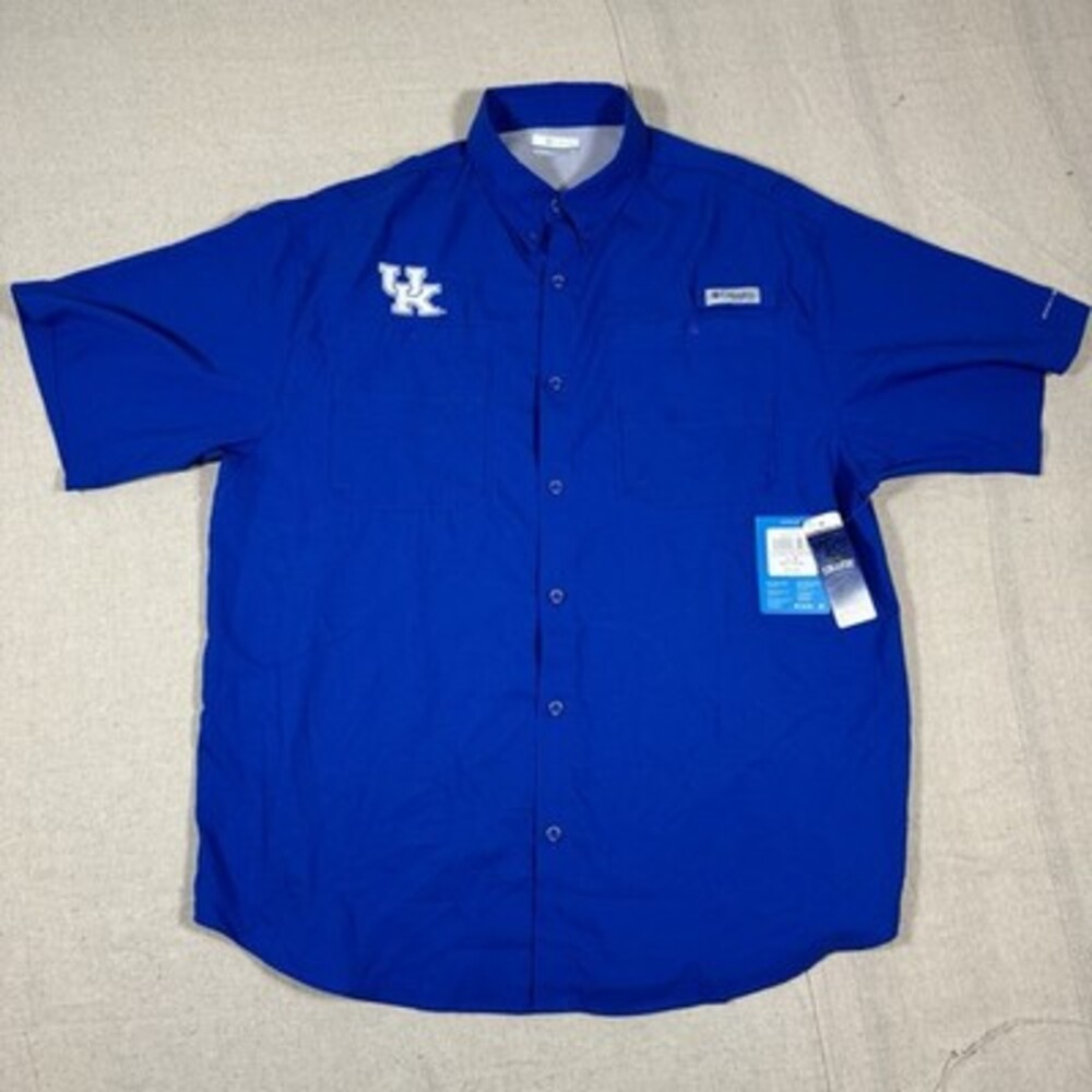 Columbia PFG Bonehead Shirt Kentucky Wildcats Blue Short Sleeve Mens‎ Large NWT